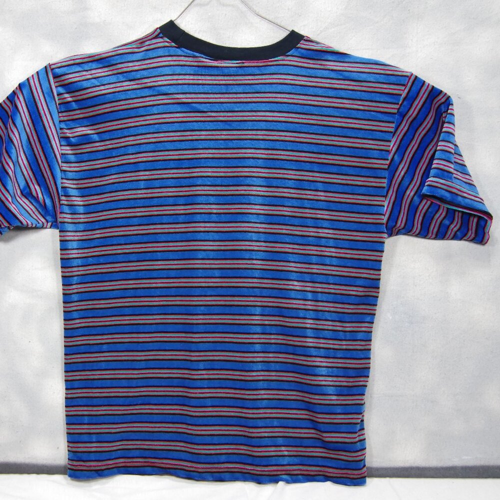 Vintage 80s 90s Santana Striped Tee Shirt Velour Terry Soft Grunge Skater XL